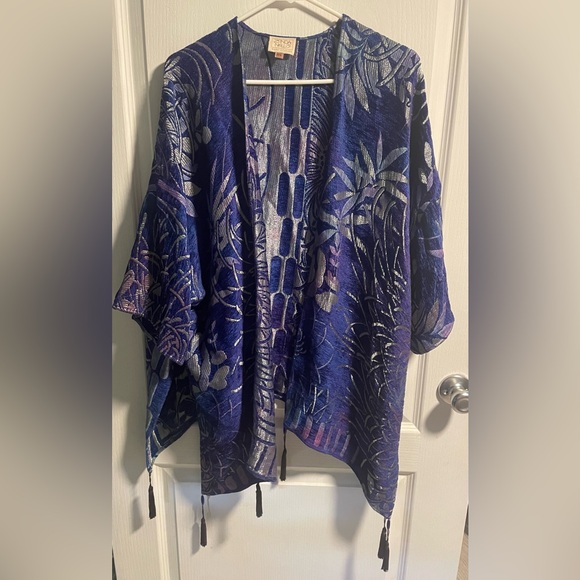 *Rare Vintage Designer Piece* Zonda Nellis Silk Blend Tapestry Kimono Cardigan - Picture 2 of 16